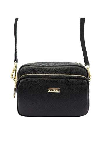 Černá Přírodní Kůže Dámská Kabelka MiaMore Crossbody Crossbody