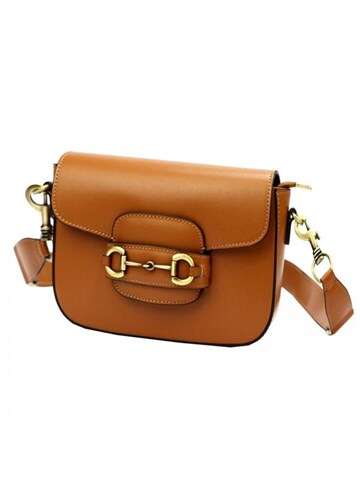 Dámská kožená kabelka Luka 20-095 camel-2 crossbody s ozdobným zapínáním