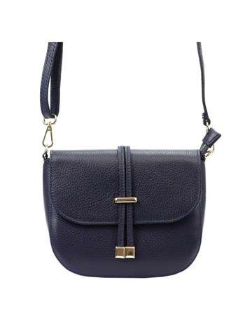 Dámská kožená taška Luka 20-028 DOLLARO tmavě modrá / tmavý karamel s crossbody popruhem