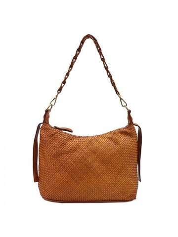Dámská kožená taška VS 025 hnědá shopperbag s přídavným popruhem a vzorovaným zdobením