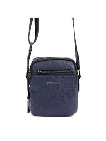 Modrá Ekologická Kůže Sáček Pierre Cardin Crossbody s Nastavitelným Popruhem a Stříbrnými Kováními