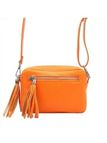 Oranžová Přírodní Kůže Kabelka Luka 20-030 DOLLARO Malá Crossbody