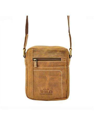 Přírodní Kožená Sáček Wild 250840-MH Světle Hnědá Crossbody