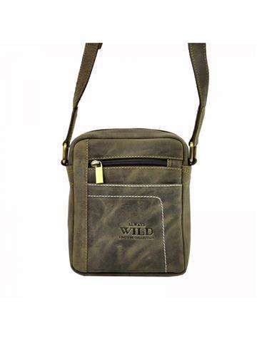 Sáček Wild 250840-MH z Naturalní Kůže v Tmavě Hnědé Barvě Crossbody s Regulovatelným Popruhem a Zlatými Kováními