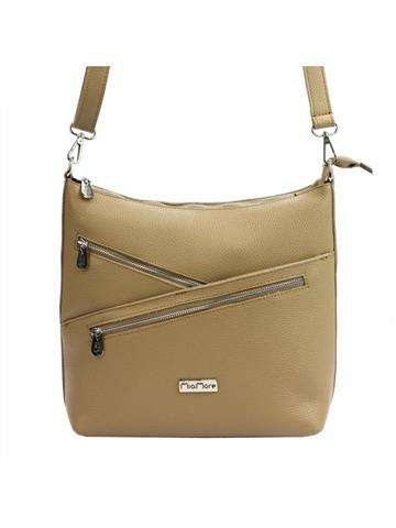 Dámska kožená kabelka MiaMore 01-033 DOLLARO beige crossbody