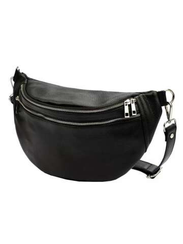 Luka Dámska kabelka 24-017 DOLLARO kožená čierna crossbody s nastaviteľným popruhom