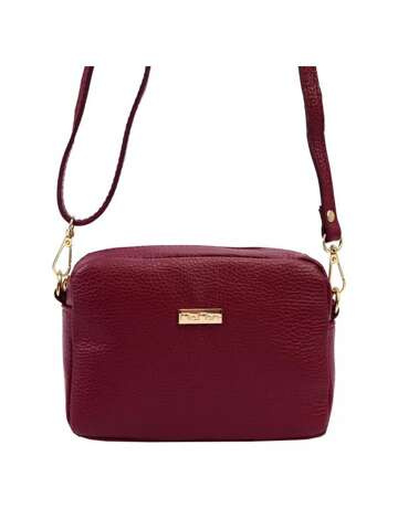 Kožená kabelka MiaMore 01-059 DOLLARO Maroon Crossbody Peněženka