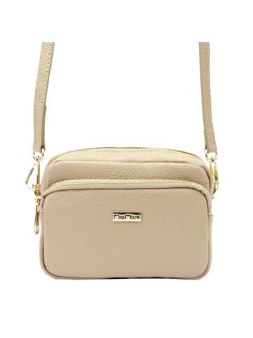 Dámská kožená kabelka MiaMore 01-062 Golden Beige Postbag