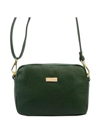 MiaMore Kožená kabelka 01-059 DOLLARO Tmavě zelená crossbody kabelka