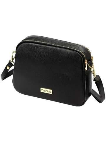 MiaMore Dámská kožená kabelka 01-068 DOLLARO Black Crossbody Peněženka