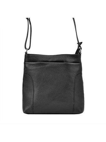 Dámska kabelka PATRIZIA 417-013 Čierna crossbody z prírodnej kože so strieborným kovaním