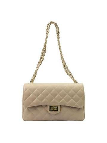 Dámska kabelka Luka 19-93 MN COCO Natural Leather Dark Beige Crossbody Shoulder Quilted Medium Size