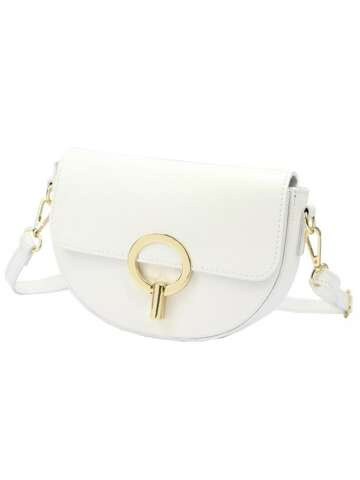 Luka Dámská kožená kabelka 24-020 DOLLARO White Shoulder Letter Bag