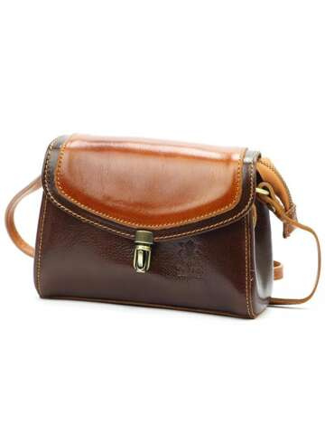 Florence Dámska kožená kabelka 51 MULTI Brown and Camel - Postbag over Shoulder Natural Leather