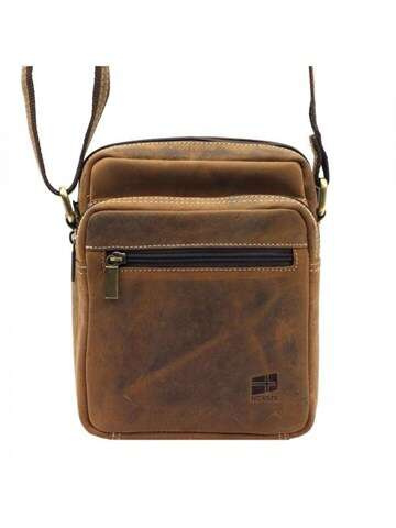 Pánská taška Nordee MSD-02 GM01 Hunter Leather Brown Crossbody se zlatým kováním