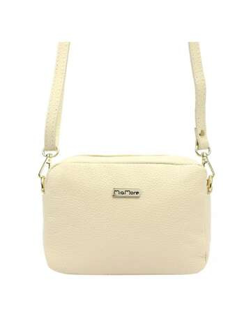 Dámská kožená kabelka MiaMore 01-059 DOLLARO Beige Postbag