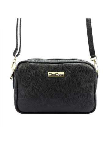 Dámska kožená kabelka MiaMore 01-027 DOLLARO black crossbody z prírodnej kože