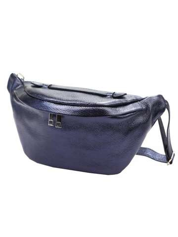 Dámská kožená kabelka Luka 24-010 DOLLARO MET Navy Blue Crossbody