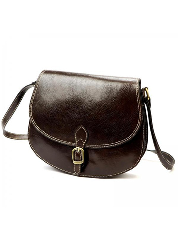 Dámska kožená kabelka Dark Brown Letter Bag Florence 21 TAMP