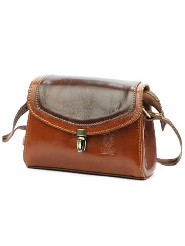 Florence Dámská kožená kabelka 51 MULTI Camel Brown Letterman Shoulder Bag