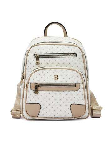 BRICIOLE Dámsky batoh 4134# Eco Leather White Beige Medium so zlatým kovaním