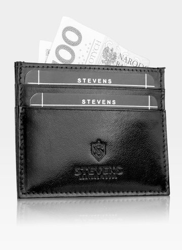 Čierne Kožené Puzdro Na Karty SLIM Portfe Cardholder Stevens