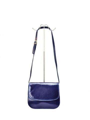 Dámska kožená kabelka I Fratelli 5513 navy blue crossbody s prídavným popruhom a zlatým kovaním