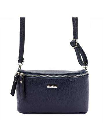 Dámska kožená kabelka MiaMore 01-001 DOLLARO navy blue crossbody s prírodnou kožou