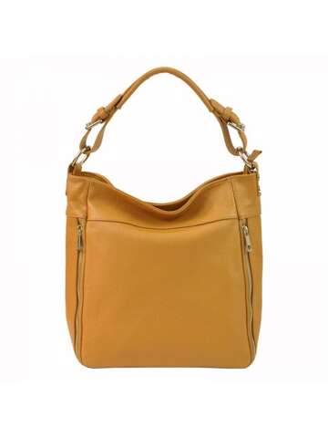 Kožená taška PATRIZIA Camel Shoulder Bag with Additional Strap Prírodná koža