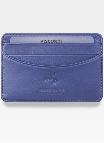 Pánske Kožené Etui Visconti Cardholder Slim Námornícka Modrá s RFID Ochrannou Funkciou