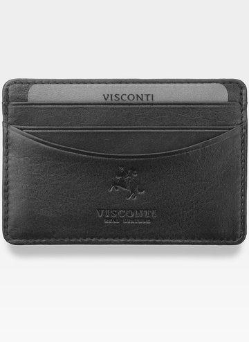 Pánske Kožené Slim Cardholder Etui Visconti Čierne s RFID Ochrannou Funkciou