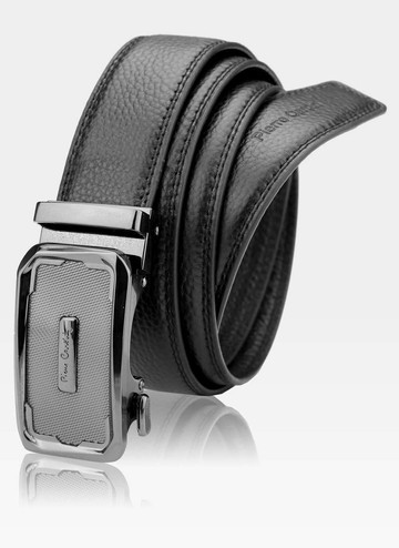 Pánsky kožený opasok Pierre Cardin Black Metal Automatic Buckle